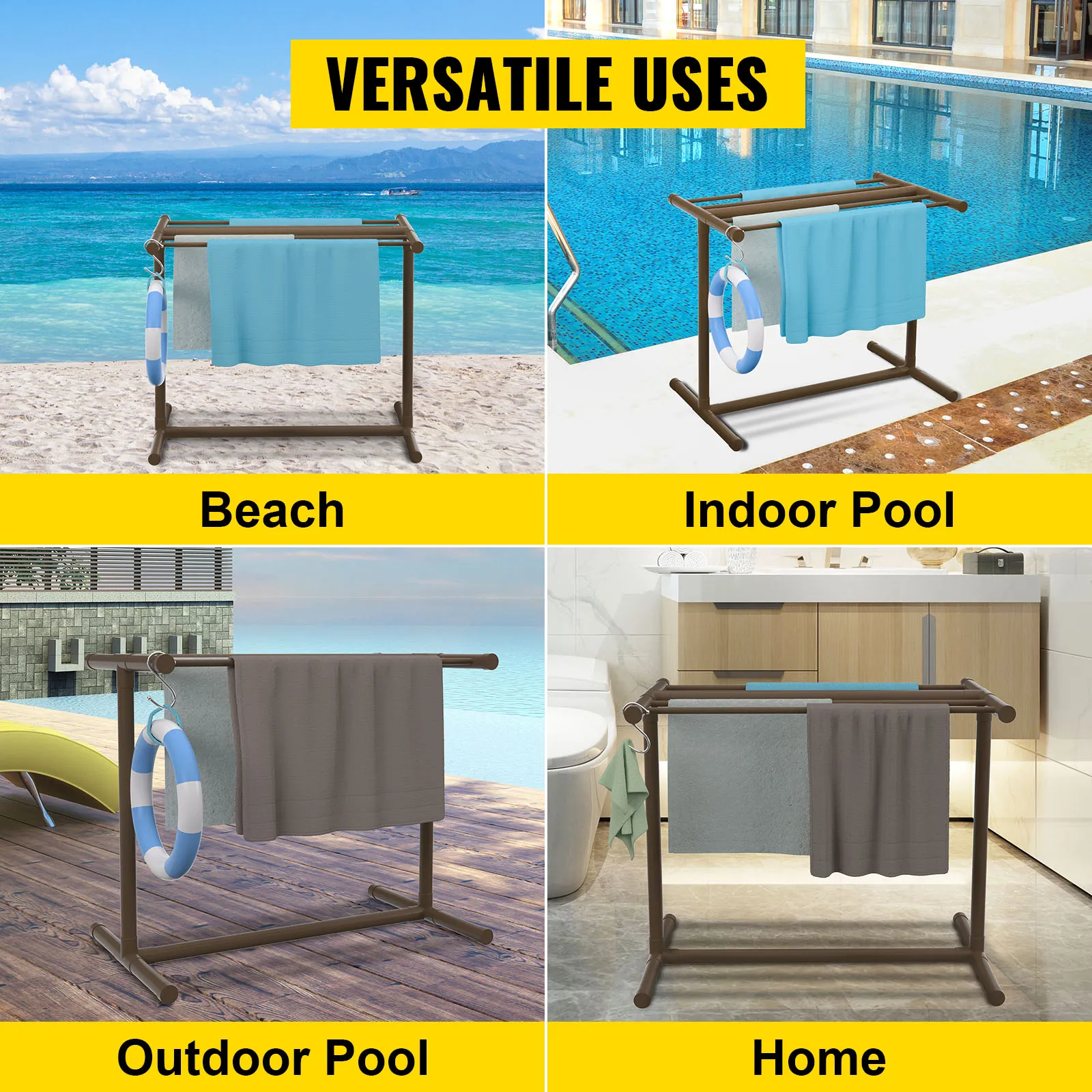 Toallero de piscina VEVOR para uso versátil en la playa, piscina cubierta, piscina al aire libre y baños domésticos.