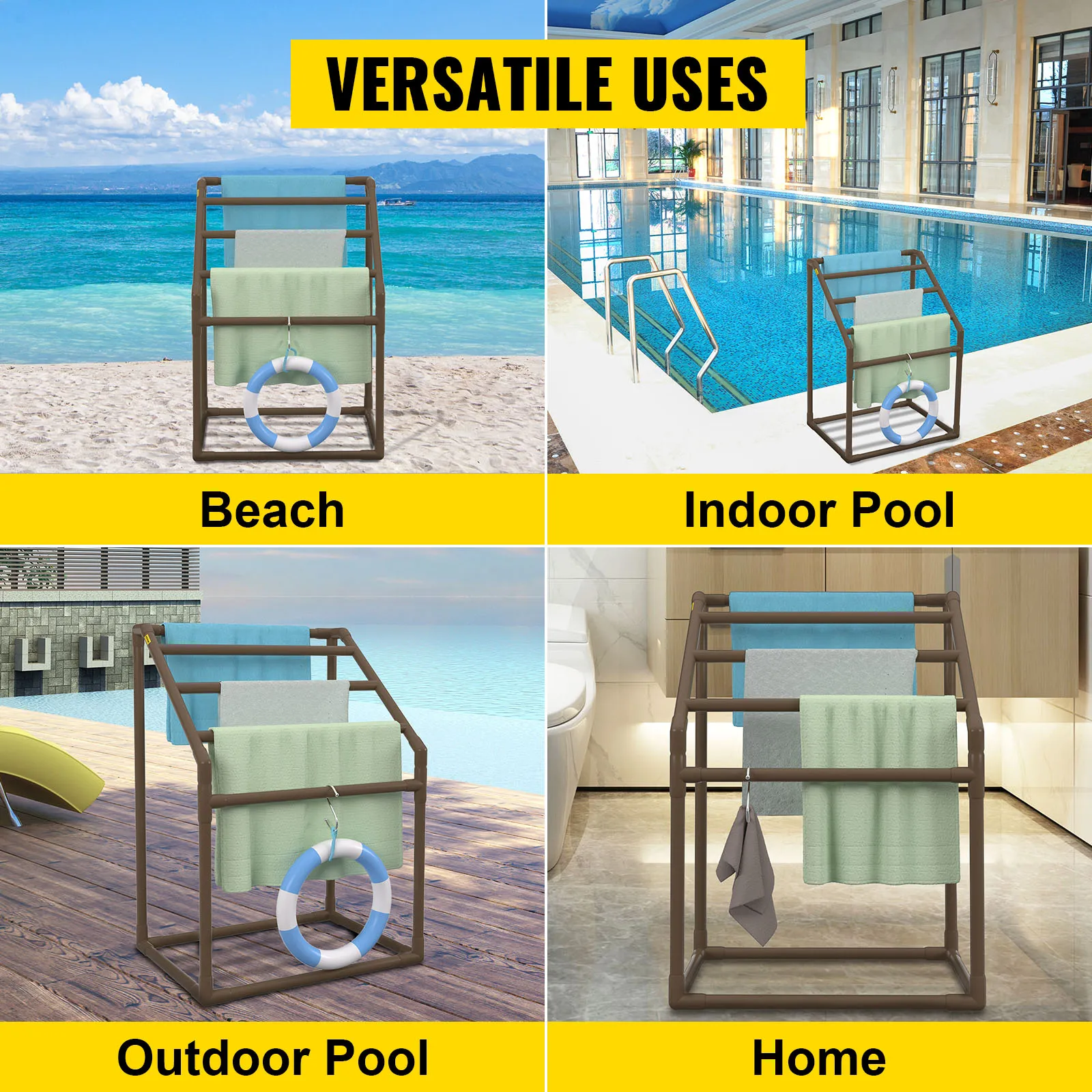 VEVOR Pool-Handtuchhalter für Strand, Hallenbad, Freibad und Zuhause. Vielseitig einsetzbar zum Trocknen von Handtüchern.