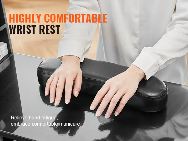 Reposamuñecas muy cómodo para la mesa de manicura VEVOR, que alivia la fatiga de las manos para una manicura cómoda.