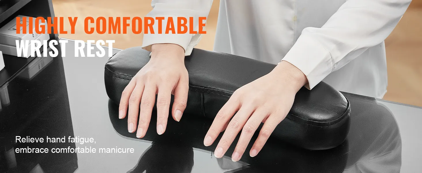 Reposamuñecas muy cómodo para la mesa de manicura VEVOR, que alivia la fatiga de las manos para una manicura cómoda.