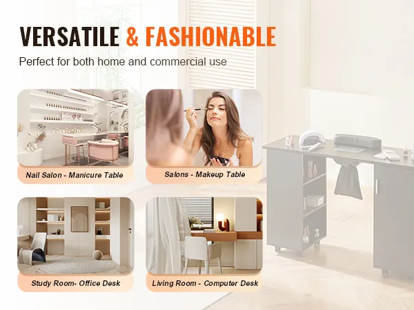 Vielseitiger und modischer VEVOR-Maniküretisch für den privaten und gewerblichen Gebrauch. Nagelstudio, Schminktisch, Büroschreibtisch.