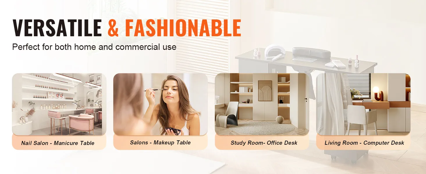 Vielseitiger und modischer VEVOR-Maniküretisch für den privaten und gewerblichen Gebrauch. Nagelstudio, Schminktisch, Büroschreibtisch.