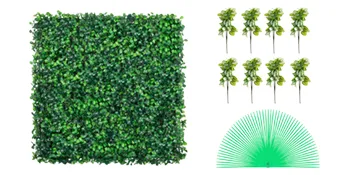 VEVOR artificial boxwood panel with additional greenery and a green plastic grid.