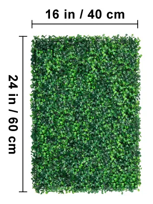 Panel de boj artificial VEVOR, 24 x 16 pulgadas, follaje verde denso.