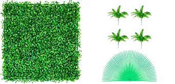 Panel de boj artificial VEVOR con hojas de palma decorativas y juego de bridas.