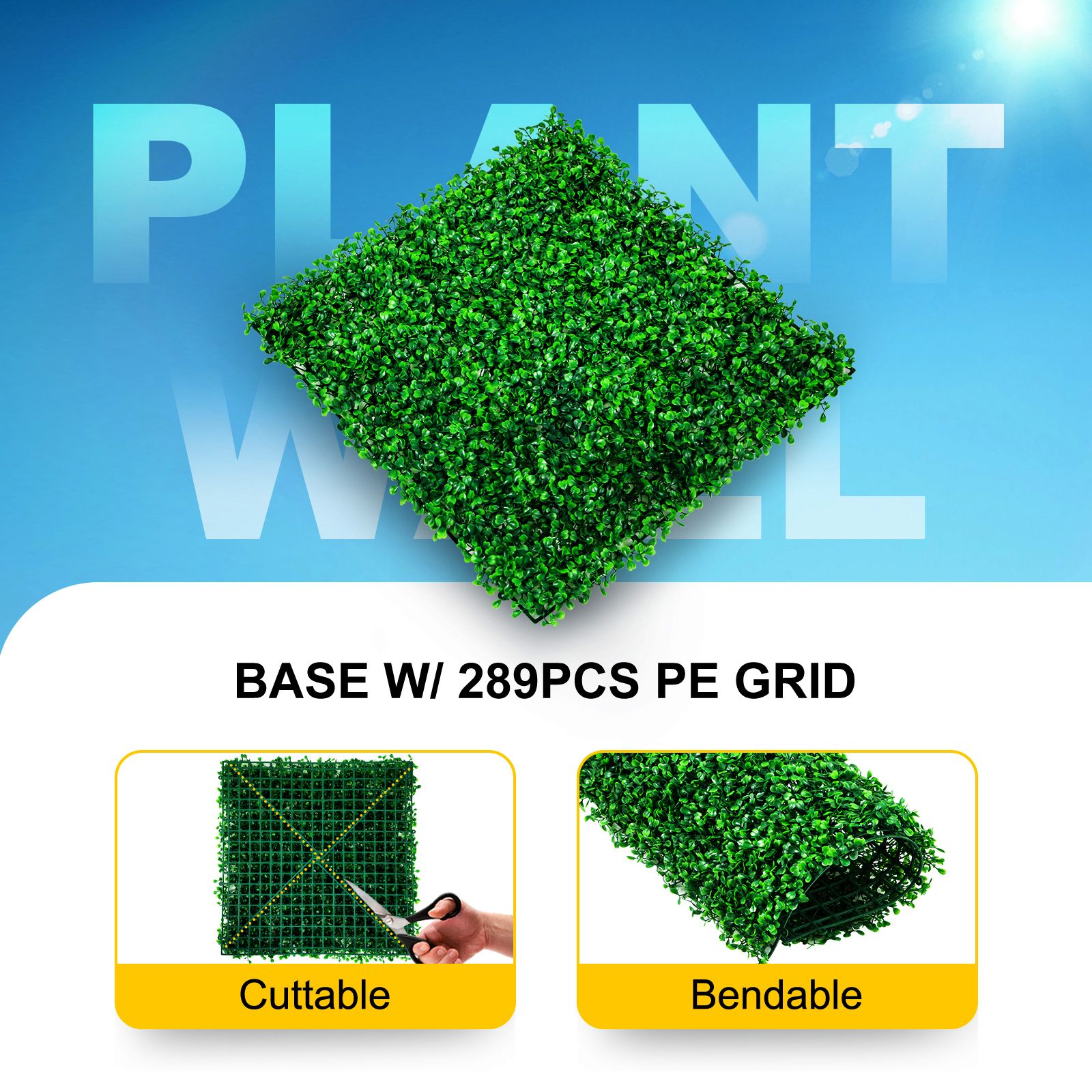Goleray Künstliche Heckenwand 45,7x91,4 Cm – Grüne Graswand Mit Blumen | Sichtschutz Für Terrasse