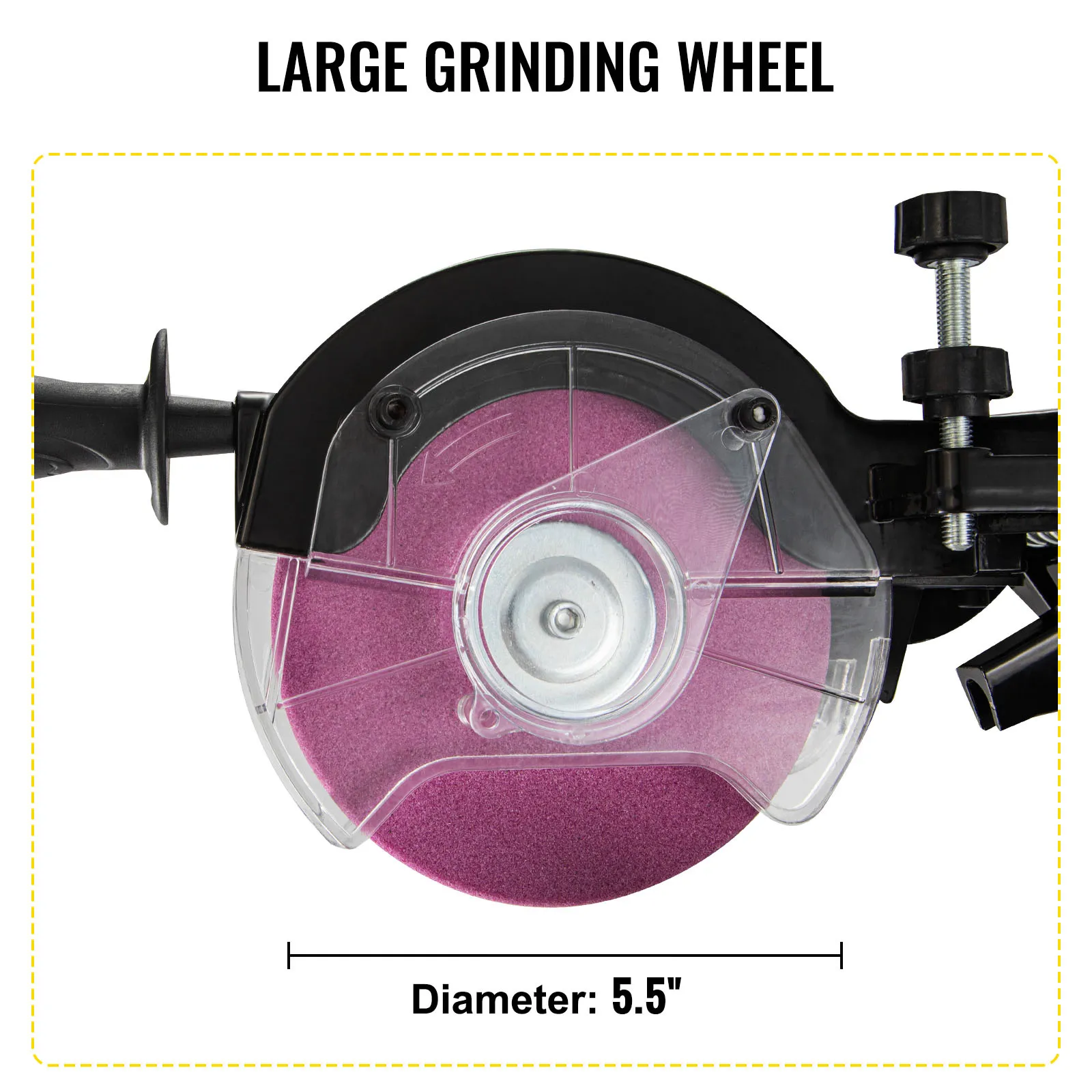 large grinding wheel of VEVOR electric chainsaw sharpener, diameter 5.5 inches.