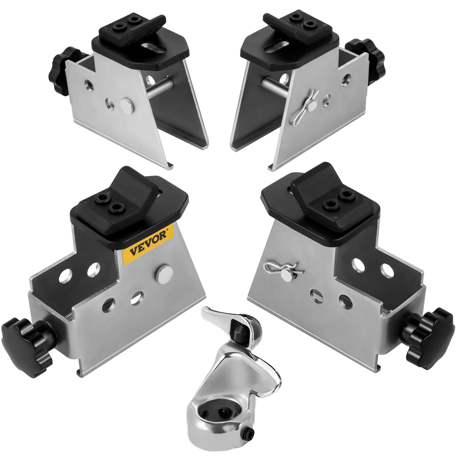 VEVOR tire changer adapter set with metal clamps and adjustment knobs. silver and black.