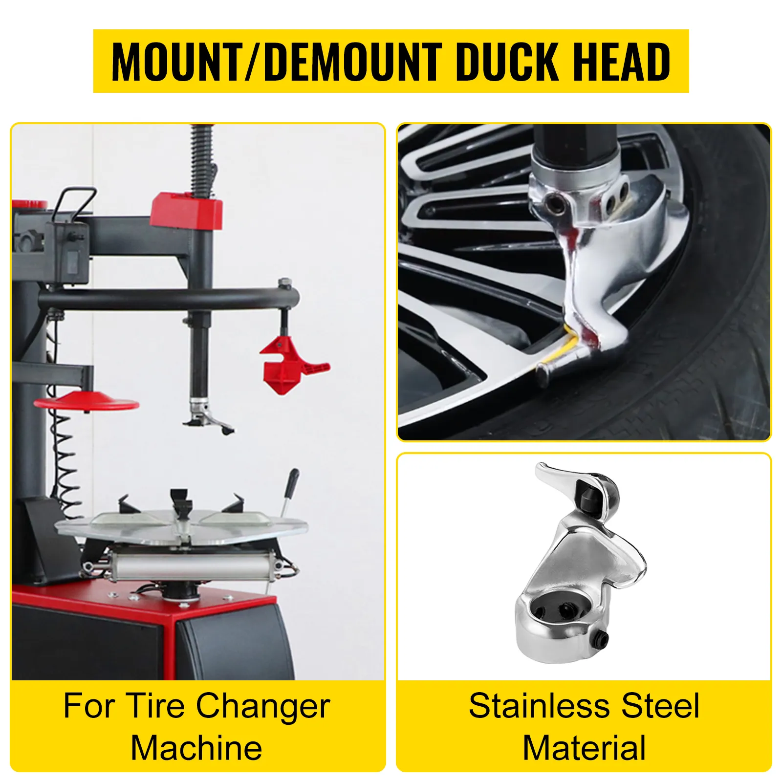 VEVOR tire changer adapter mount/demount duck head for tire changer machine, stainless steel.