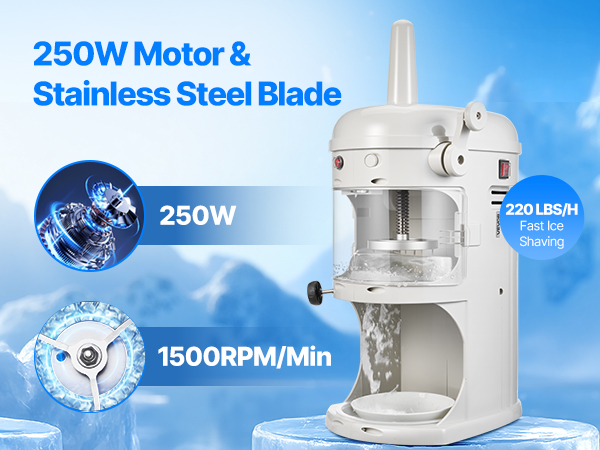VEVOR Commercial Shaved Ice Machine – 220lbs/hr, 250W Power