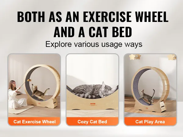 VEVOR cat exercise wheel also functions as a cozy cat bed and play area, enhancing various usage ways.