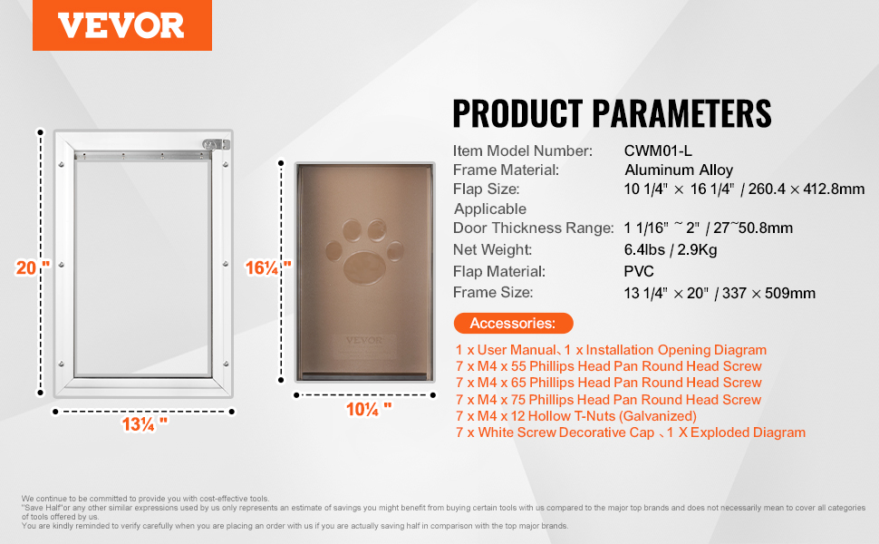 VEVOR Interior Doggie Door – 13.27