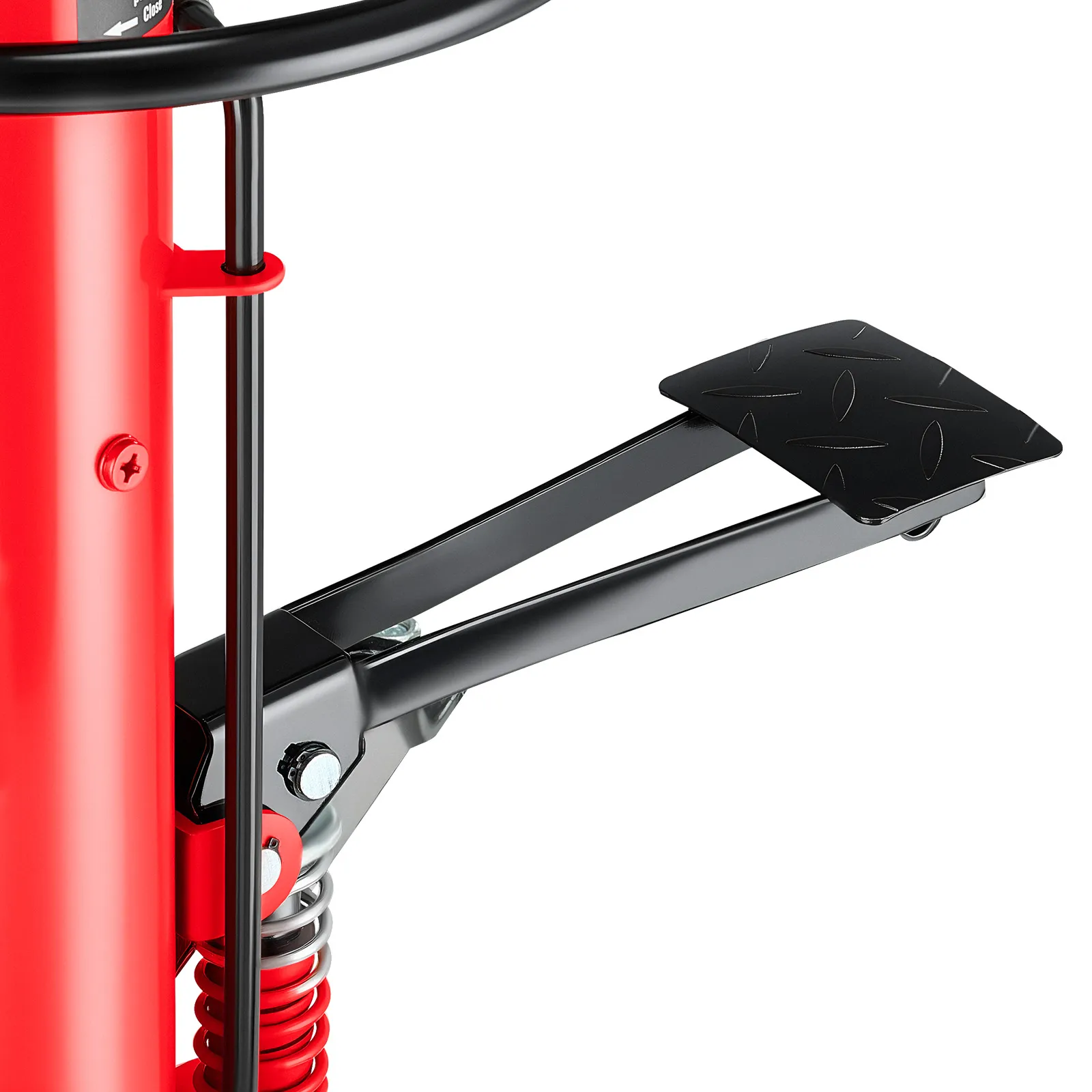 Gato de transmisión VEVOR con pedal hidráulico, altura regulable de 85 cm a 170 cm, rojo y negro.