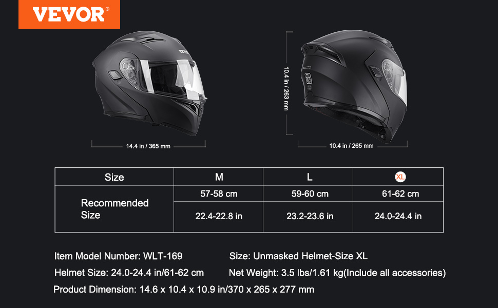 VEVOR Unmasked Motorcycle Helmet Motocross Helmet with