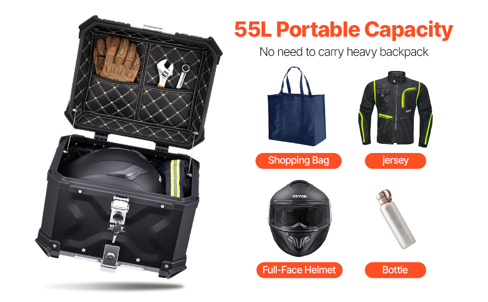 55L Motorcycle Top Case Universal Motorbike Tail Box with
