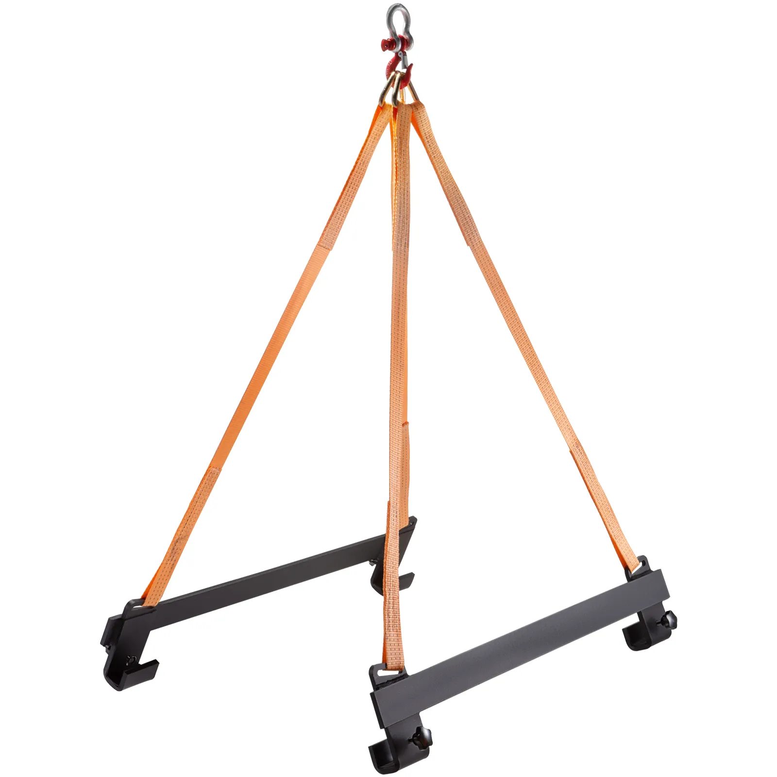 Eslinga elevadora para moto acuática VEVOR de color naranja y negro con gancho de metal y correas ajustables.