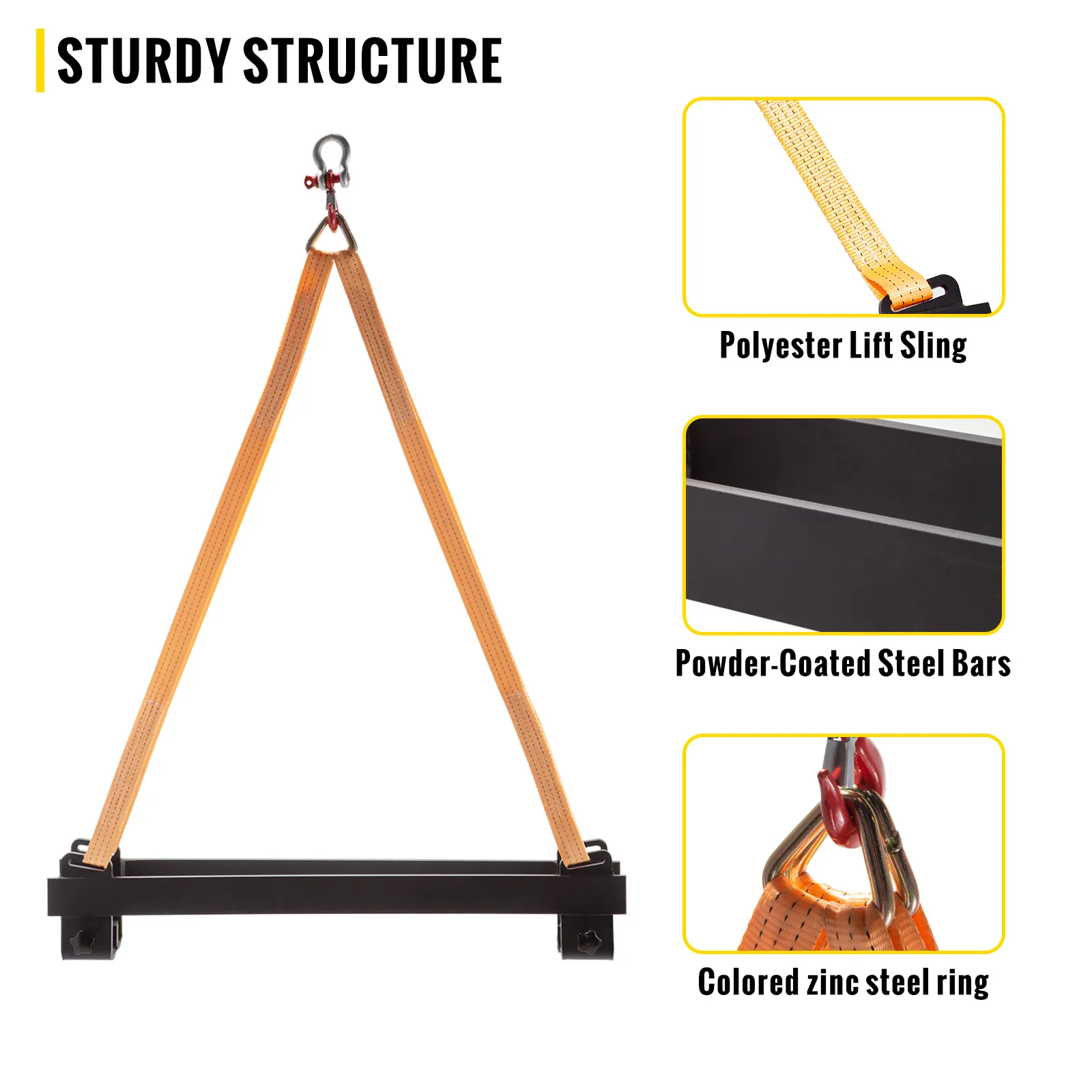 Eslinga elevadora para moto acuática VEVOR con eslinga elevadora de poliéster y barras de acero con recubrimiento en polvo.
