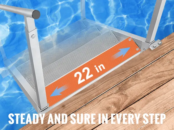 VEVOR-dockladder met een draagvermogen van 500 lbs, corrosiebestendig, draagbaar en vervormingsbestendig.