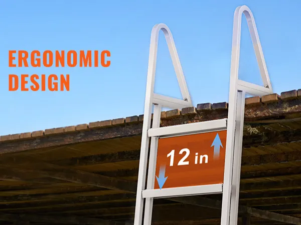 VEVOR-Anlegeleiter mit ergonomischem Design und 12-Zoll-Stufenabstand für optimalen Komfort und Arbeitsersparnis.