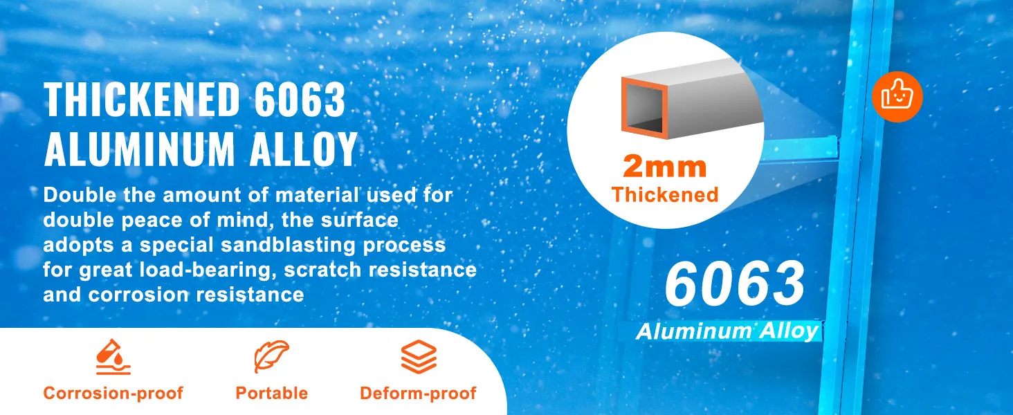 VEVOR Anlegeleitermontage mit Sprengringhalterung an einem See, Gewicht: 5,9 kg. Einfache Montageschritte.