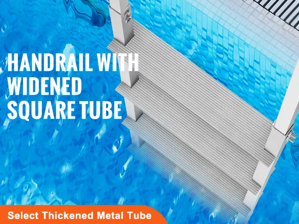 thickened 6063 aluminum alloy, 2mm thick for added strength. corrosion-proof, portable, deform-proof VEVOR dock ladder.