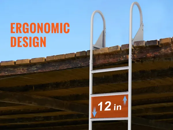 VEVOR dock ladder highlighted with ergonomic design and 12-inch step distance for comfort and efficiency.