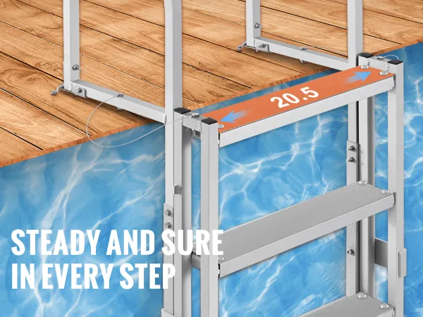 VEVOR-dockladder met antislip rubberen pads en grote 20,5x4 pedalen voor een stevige en zekere houding.