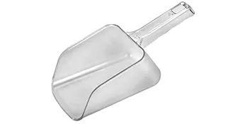 clear plastic scoop for VEVOR ingredient bin, angled handle for easy grip.
