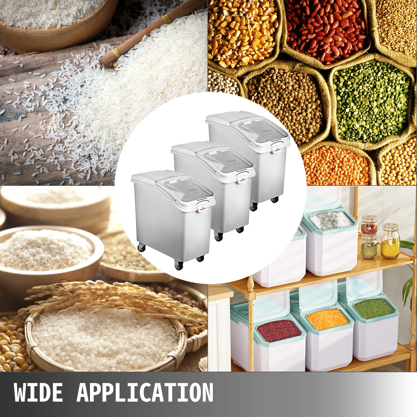 VEVOR storage bin for grains, rice, and legumes with wide application.