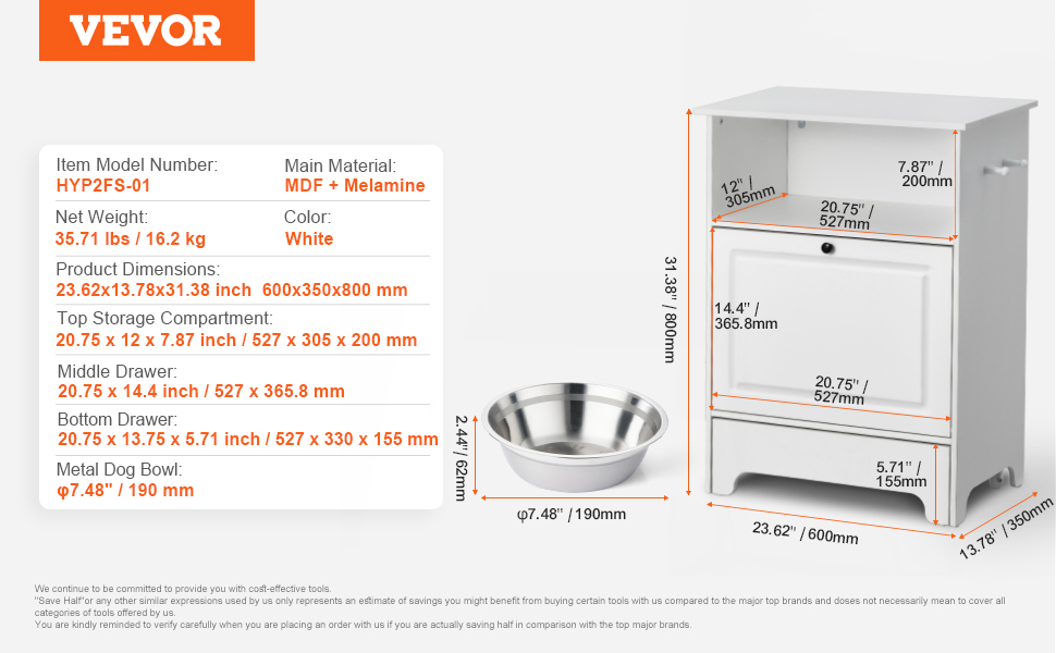 Large Pet Feeder Station, Dog Food Storage Cabinet With Stainless Steel Double P