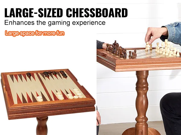 Grote VEVOR schaaktafelset, met een opvallend bord dat zowel voor schaken als backgammon kan worden gebruikt.