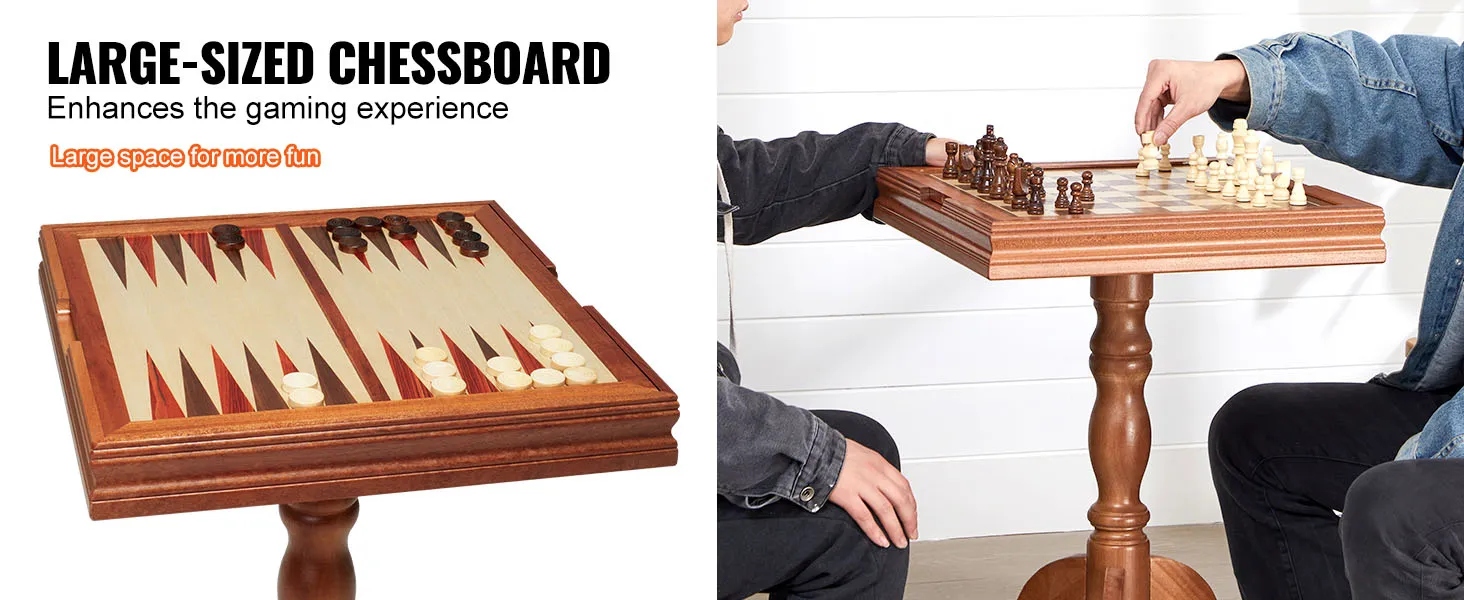 Grote VEVOR schaaktafelset, met een opvallend bord dat zowel voor schaken als backgammon kan worden gebruikt.