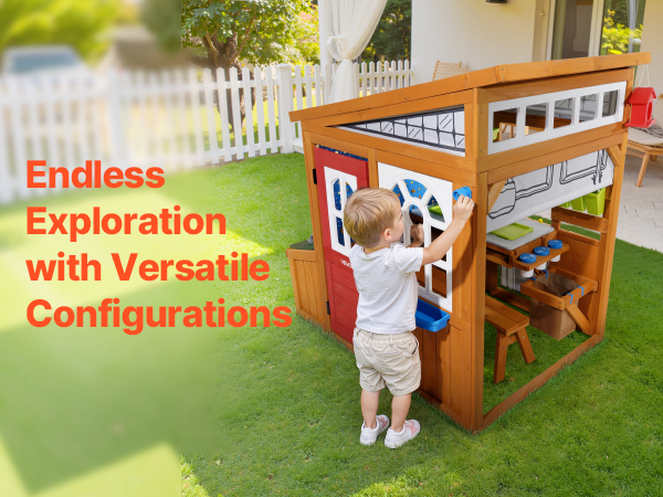 VEVOR Kids Outdoor Playhouse – Cedar Wooden, Aged 3 to 10