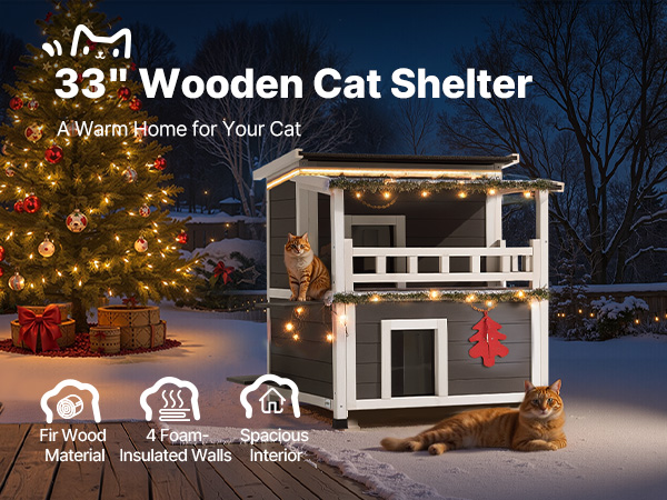 Kit Maisonnette Chat En Forme De Sapin De Noël - Panier Douillet Pour Chat/chien - Décoration D'hiver Facile à Nettoyer - 8