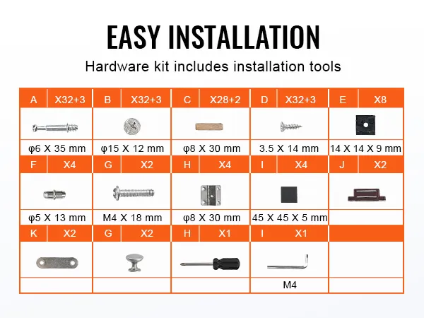 VEVOR aquarium stand hardware kit with instructions for easy installation.