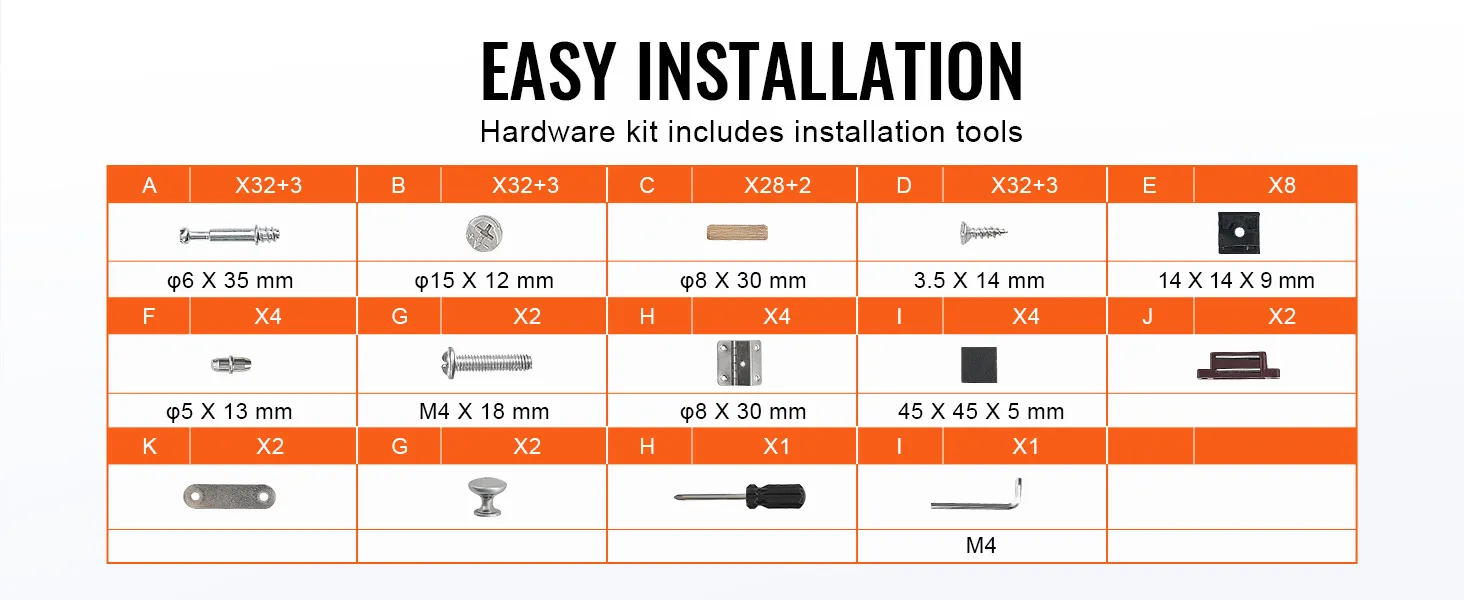 VEVOR aquarium stand hardware kit with instructions for easy installation.