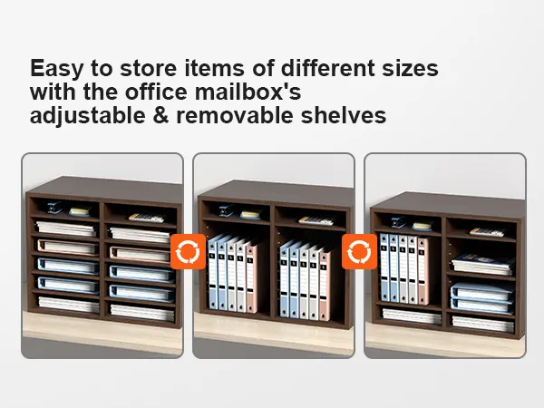 VEVOR literature organizers with adjustable and removable shelves for storing different sized items.