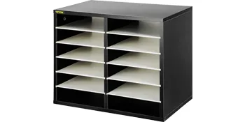 Schwarzer VEVOR-Literatur-Organizer mit 12 Fächern zur Papieraufbewahrung, ideal für den Einsatz im Büro und Klassenzimmer.