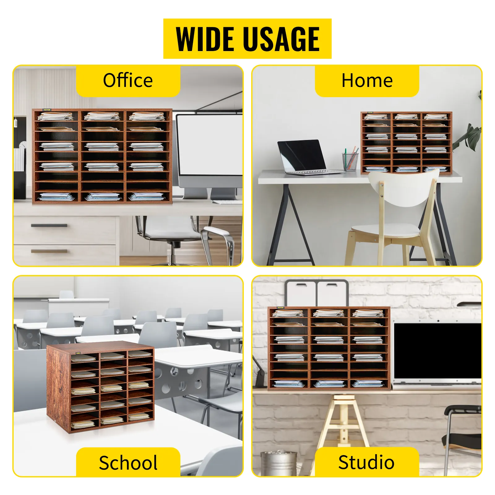 Organizador de literatura de madera VEVOR, ideal para usar en la oficina, el hogar, la escuela y el estudio, con amplio uso.