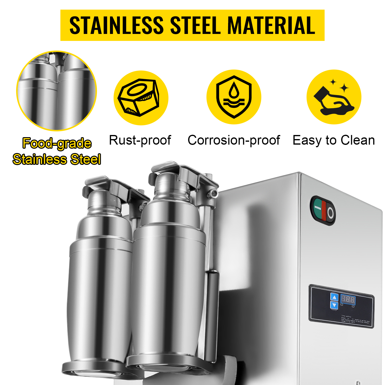 VEVOR Milk Tea Shaker Double Frame Milk Tea Shaking Machine