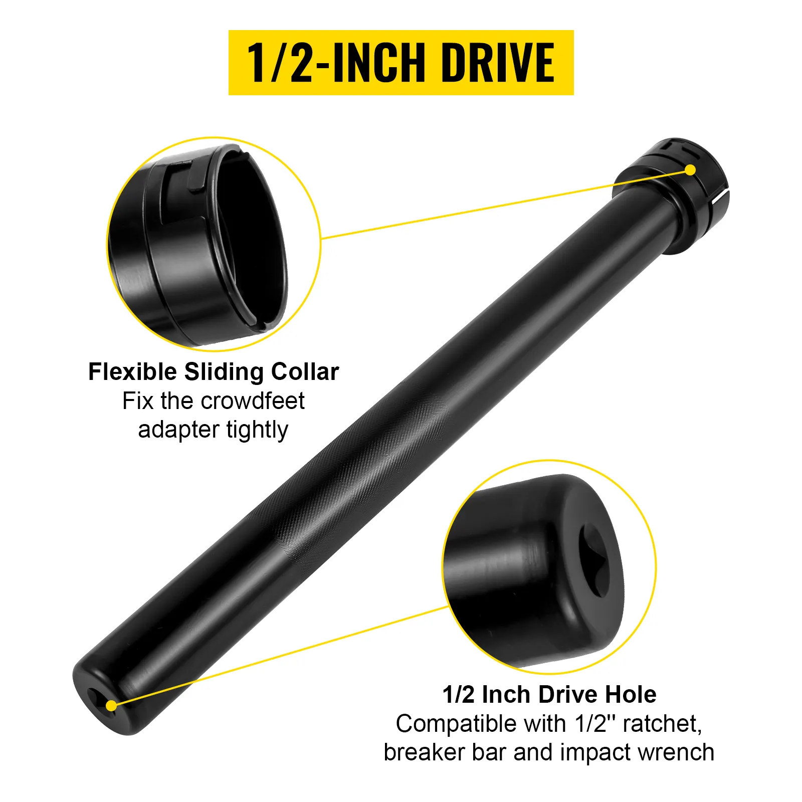 VEVOR inner tie rod tool kit with 1/2-inch drive and flexible sliding collar.