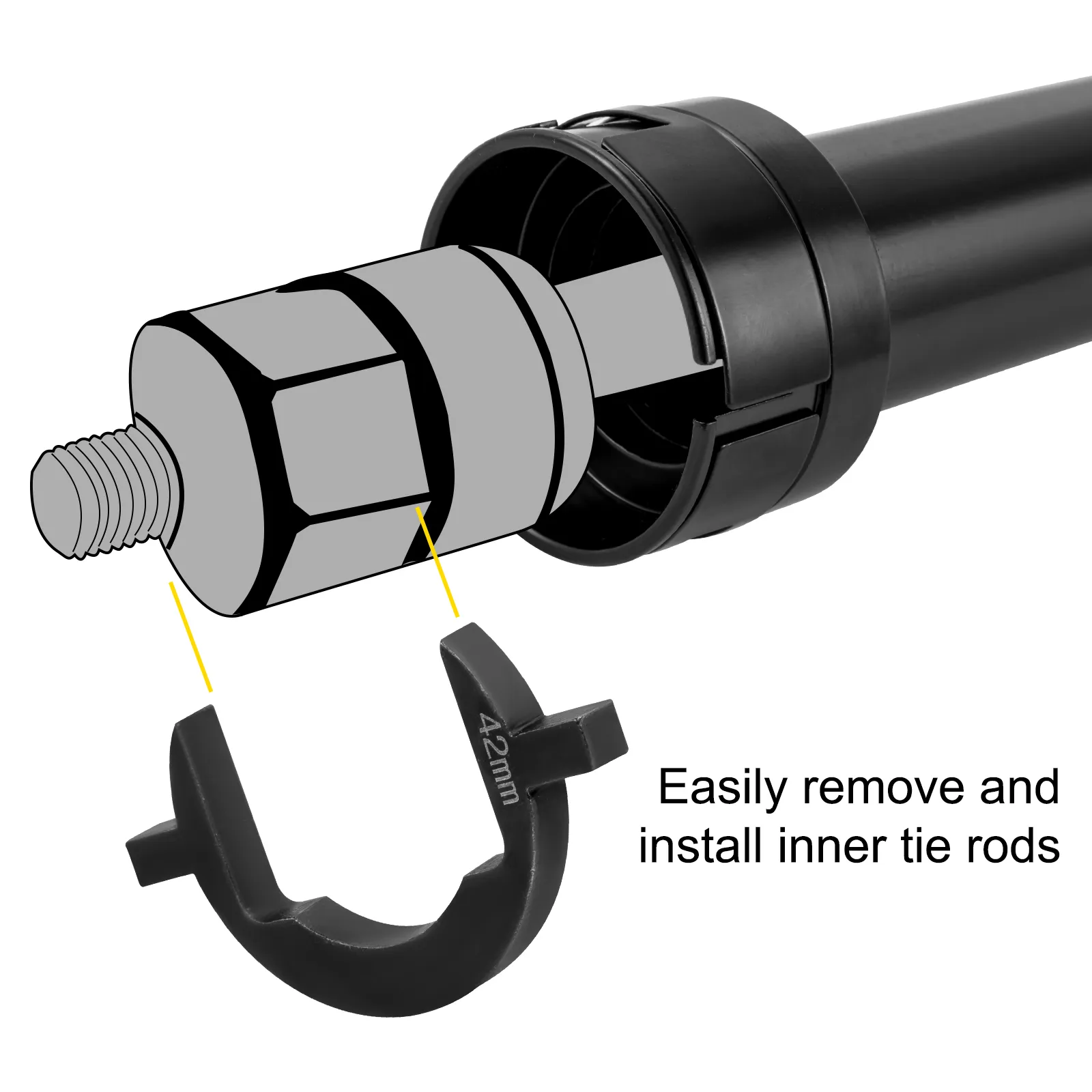 VEVOR inner tie rod tool kit with 42mm adapter for easy tie rod removal and installation.