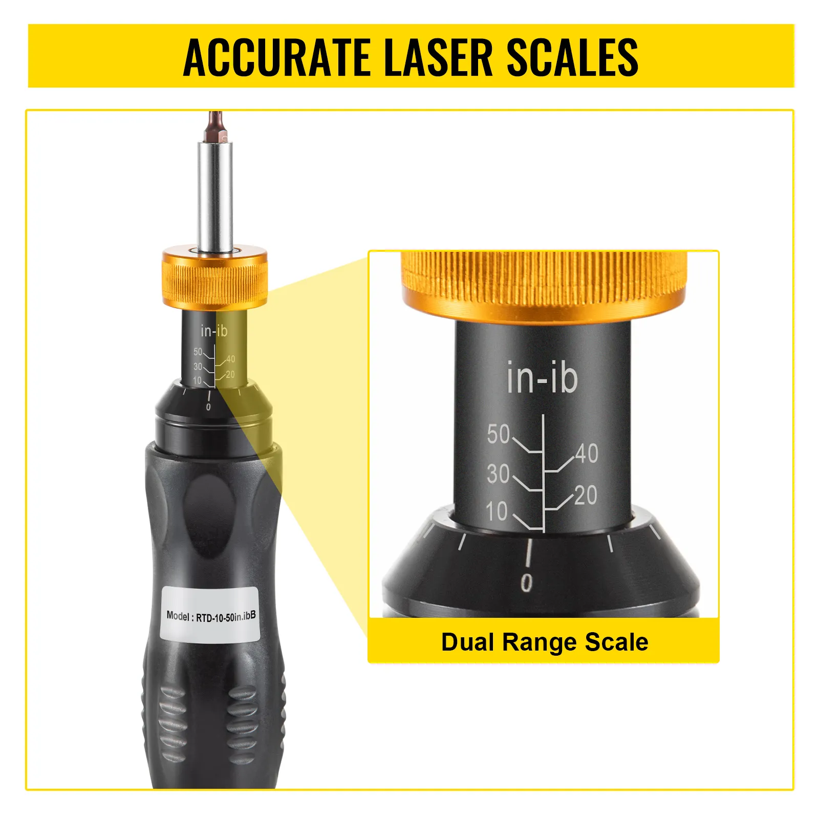 Cacciavite dinamometrico VEVOR con scale laser precise e display a doppia scala.