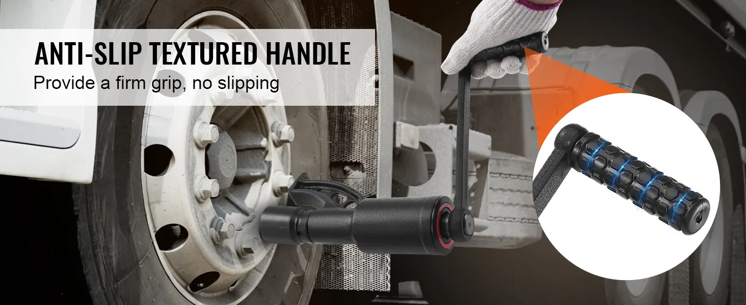 VEVOR torque multiplier wrench applying force to vehicle wheel with anti-slip textured handle close-up.