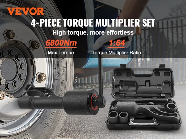 VEVOR torque multiplier set with 6800nm max torque ratio 1:64 in carrying case, ideal for effortless work.
