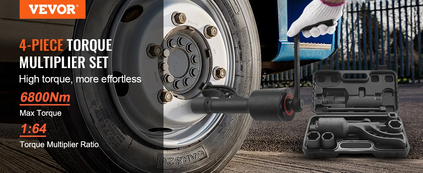 VEVOR torque multiplier set with 6800nm max torque ratio 1:64 in carrying case, ideal for effortless work.