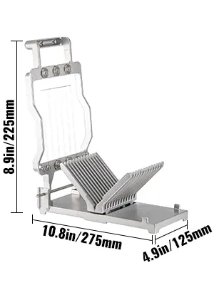 Dimensiones del cortador de queso VEVOR: 8,9 pulgadas x 10,8 pulgadas x 4,9 pulgadas, cortador de acero inoxidable.