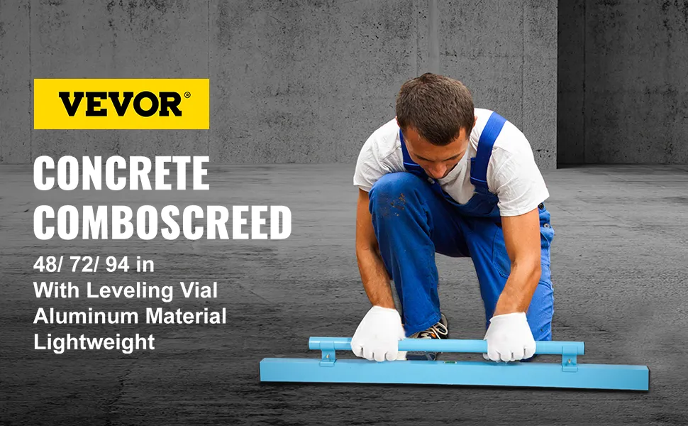 Solera de hormigón VEVOR en uso, con nivelador, fabricada en material de aluminio ligero.