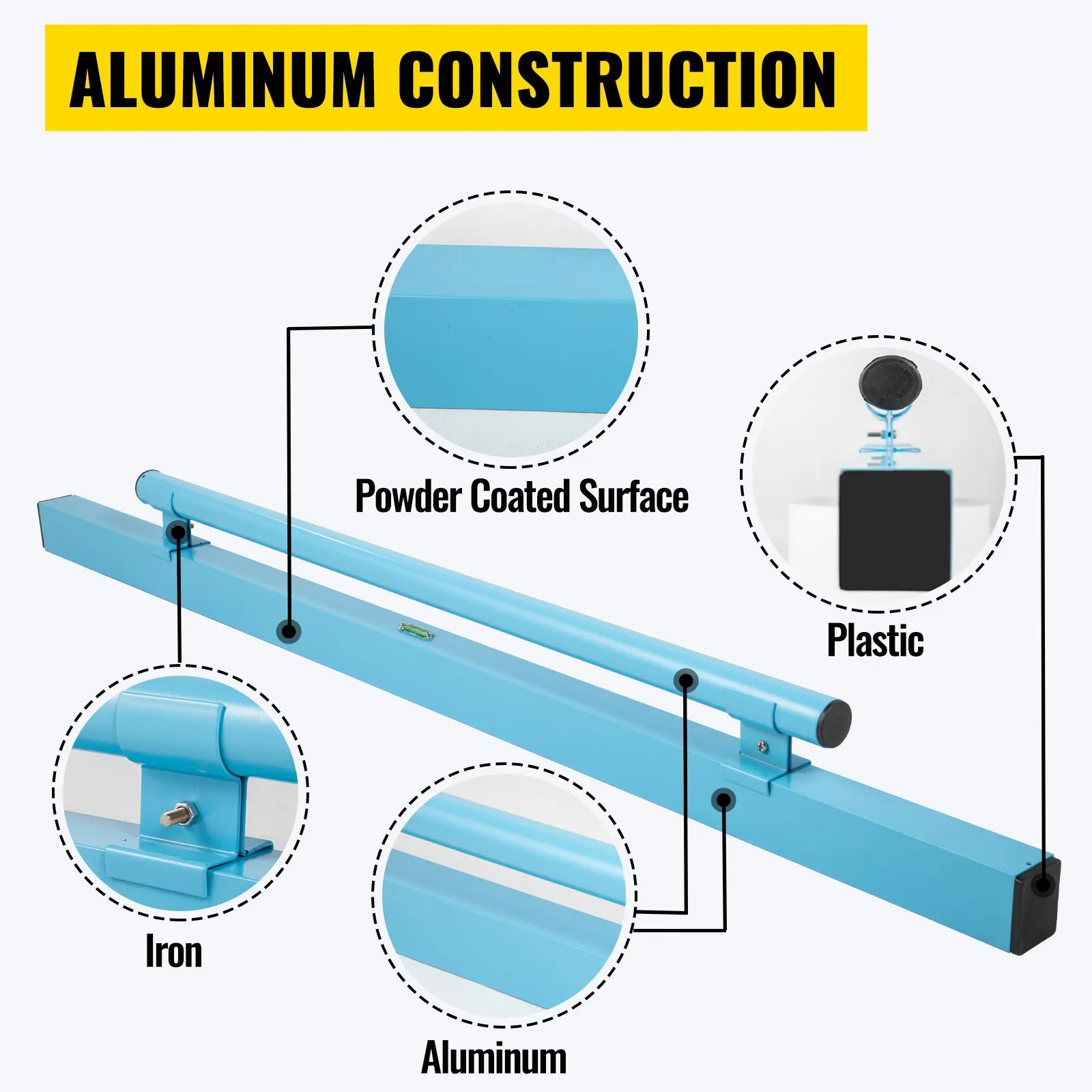 Solera de hormigón VEVOR con construcción de aluminio, superficie con recubrimiento de polvo, plástico y hierro.