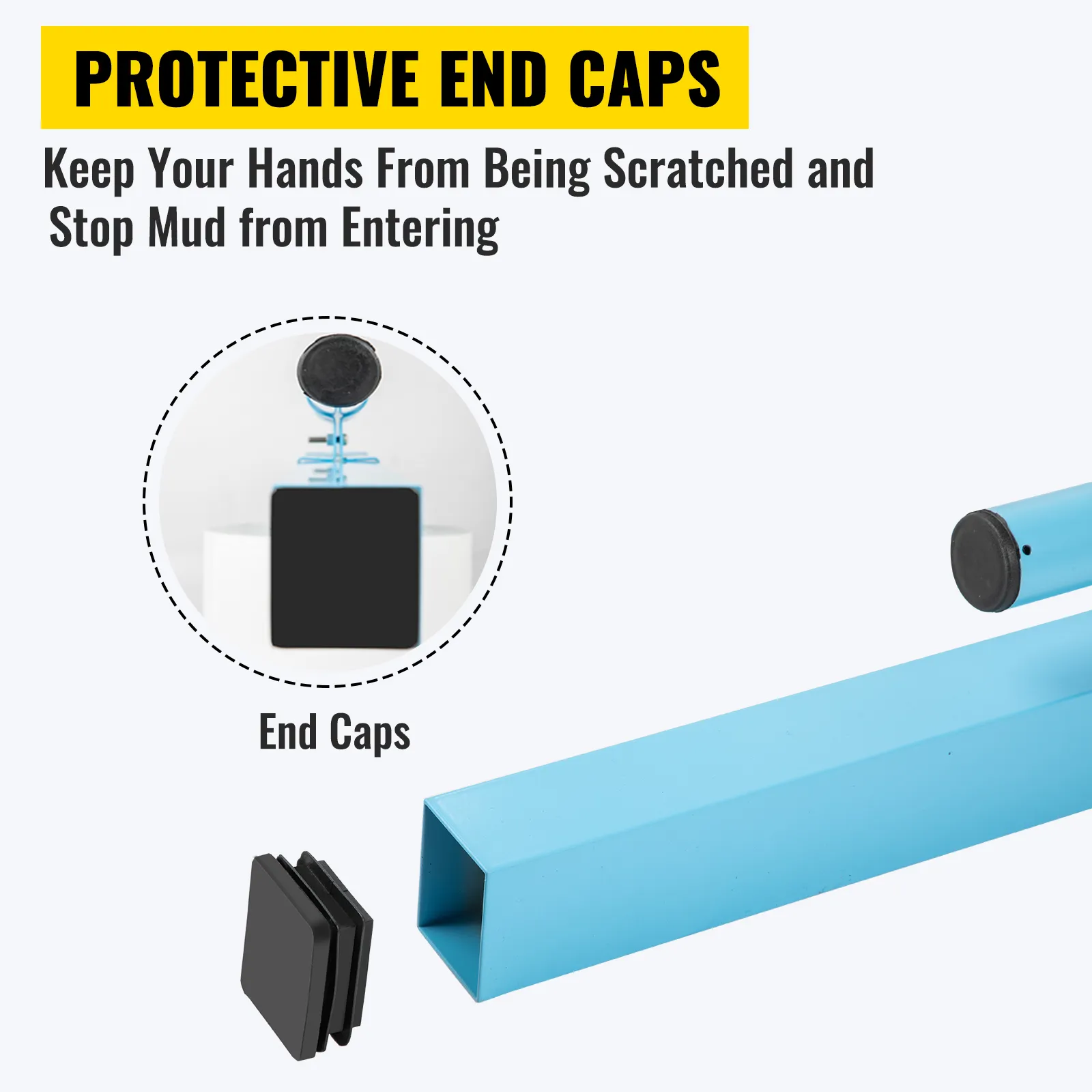 Solera de hormigón VEVOR con tapas protectoras en los extremos para evitar arañazos y bloquear el barro.